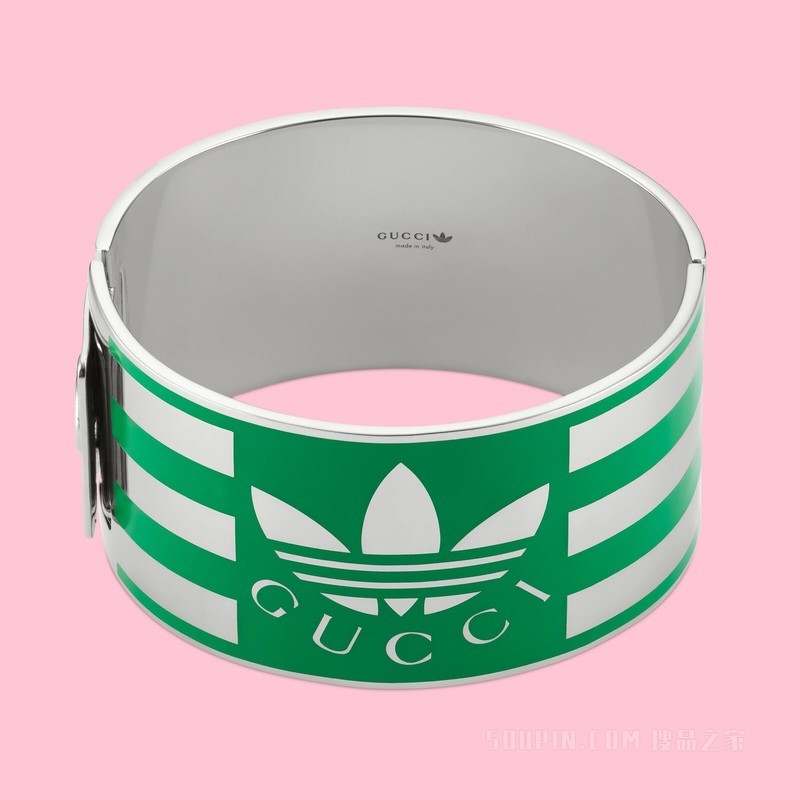 adidas x Gucci联名系列珐琅手镯 钯金色调金属