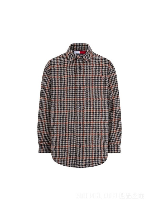 22新款秋冬男装含羊毛混纺拼色格纹长袖衬衫外套MW0MW28715