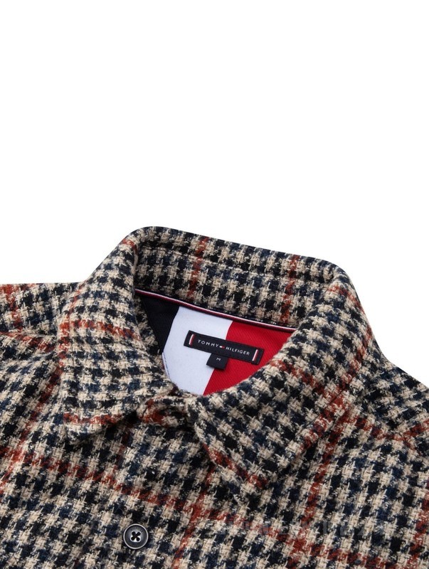 22新款秋冬男装含羊毛混纺拼色格纹长袖衬衫外套MW0MW28715