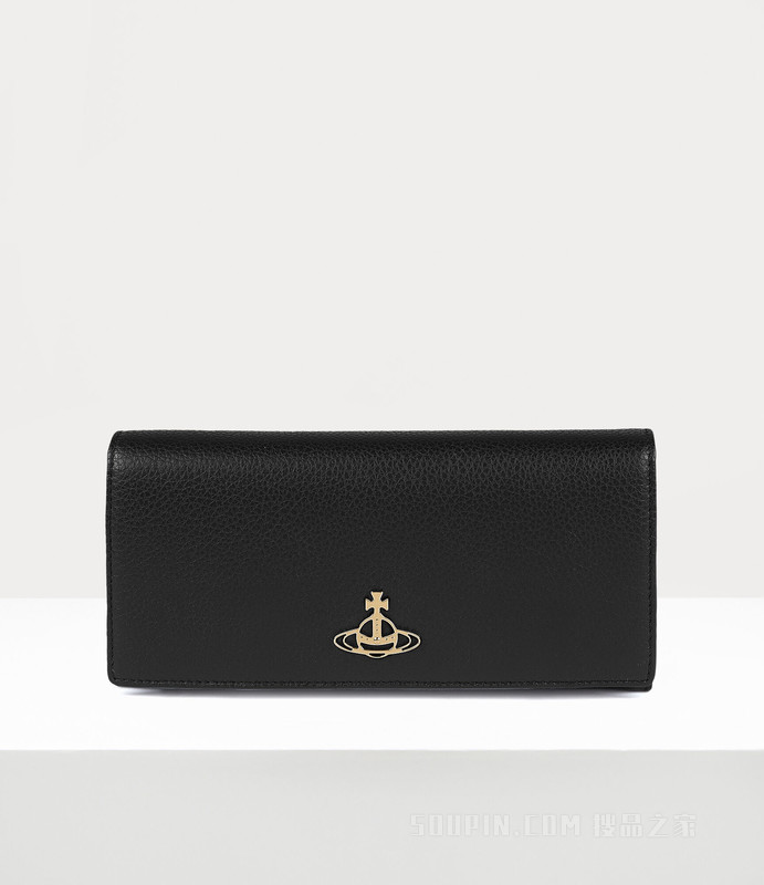 Grain Leather Long Card Holder