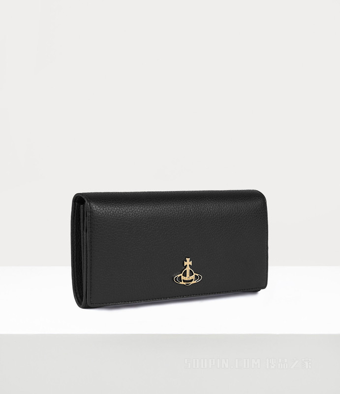 Grain Leather Long Card Holder