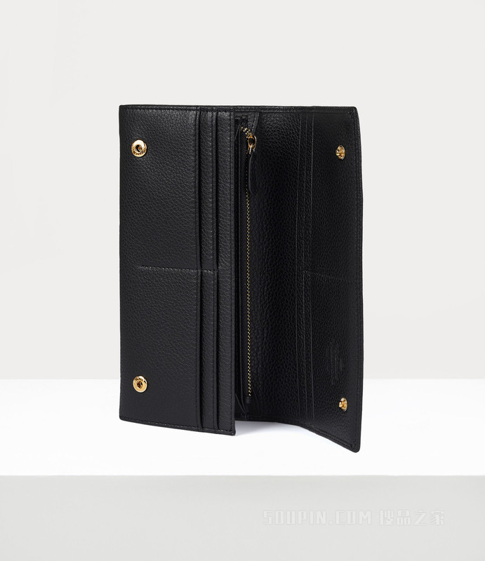 Grain Leather Long Card Holder