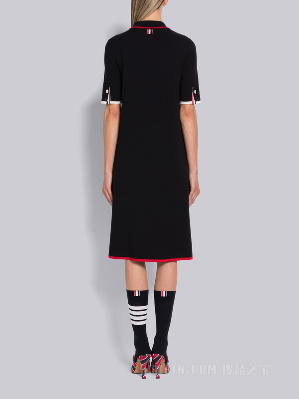 女士针织羊毛 A 型 POLO 裙