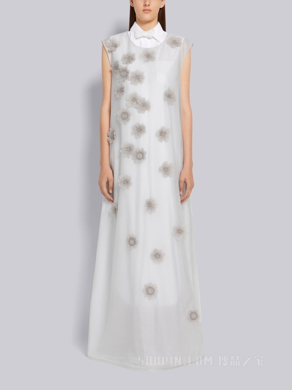 女士薄纱贴花无袖礼服裙