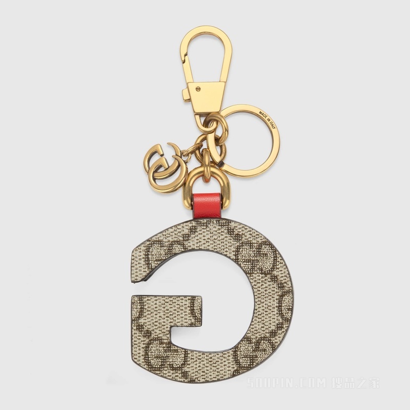 【gucci/古驰】字母"g"钥匙扣 绿色和红色皮革 727634 aabik 8688-搜