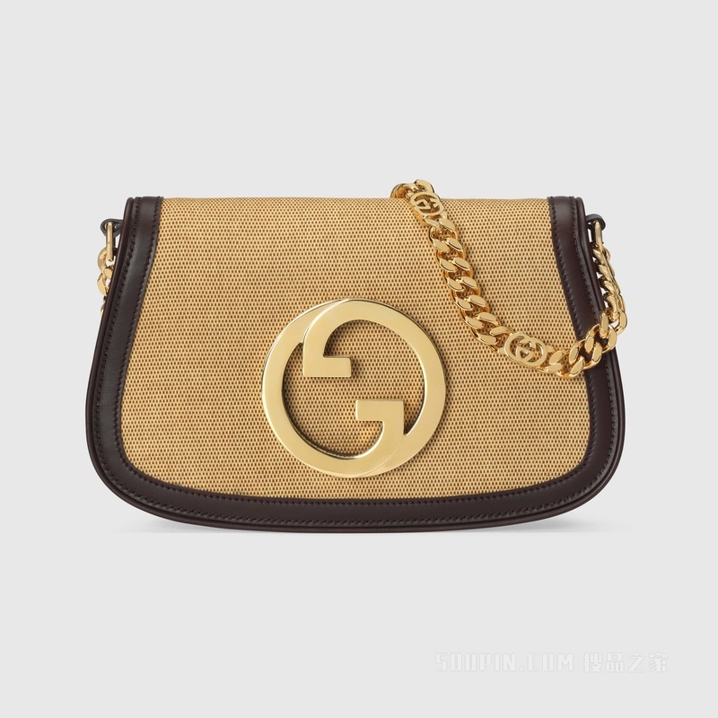 Gucci Blondie系列肩背包 深米色棉质帆布