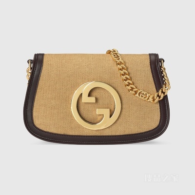Gucci Blondie系列肩背包 深米色棉质帆布