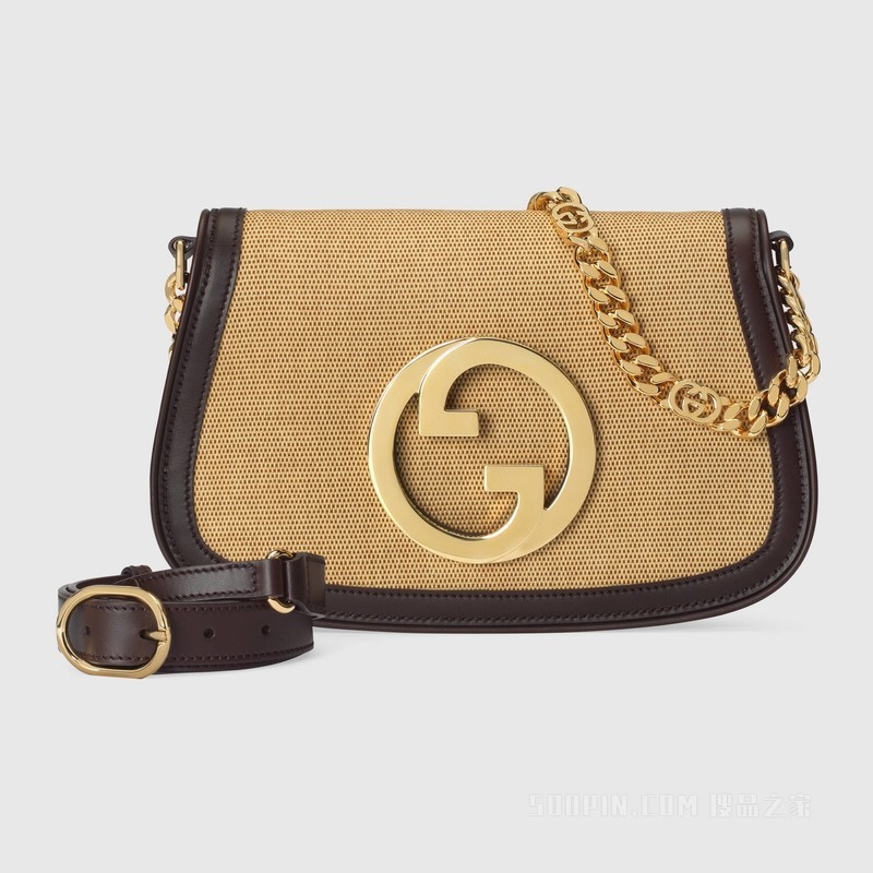 Gucci Blondie系列肩背包 深米色棉质帆布