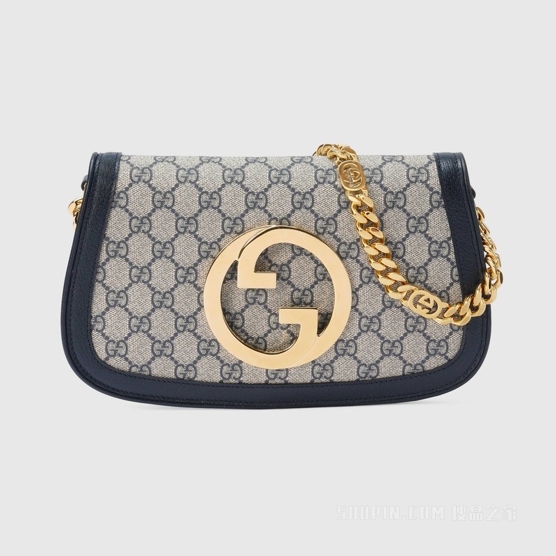 Gucci Blondie系列肩背包 米色和乌木色Supreme帆布