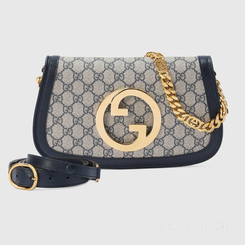 Gucci Blondie系列肩背包 米色和乌木色Supreme帆布