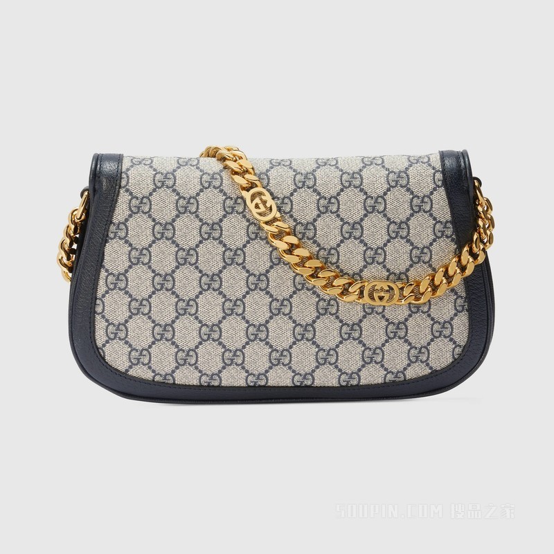 Gucci Blondie系列肩背包 米色和乌木色Supreme帆布