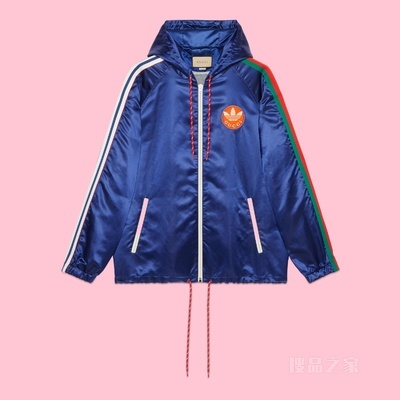adidas x Gucci联名系列丝缎尼龙夹克 蓝色