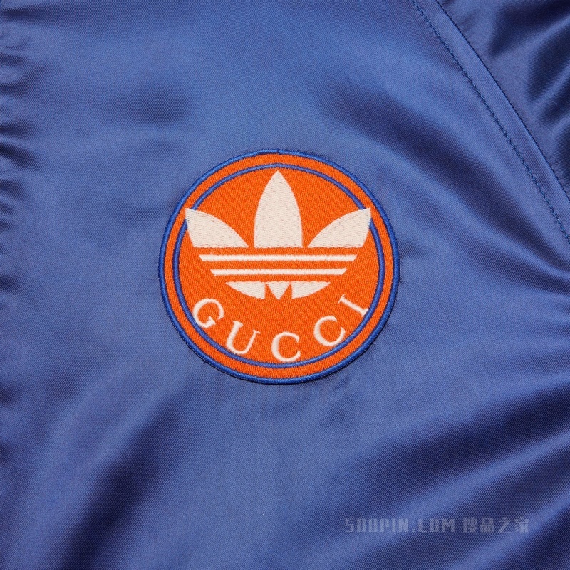 adidas x Gucci联名系列丝缎尼龙夹克 蓝色