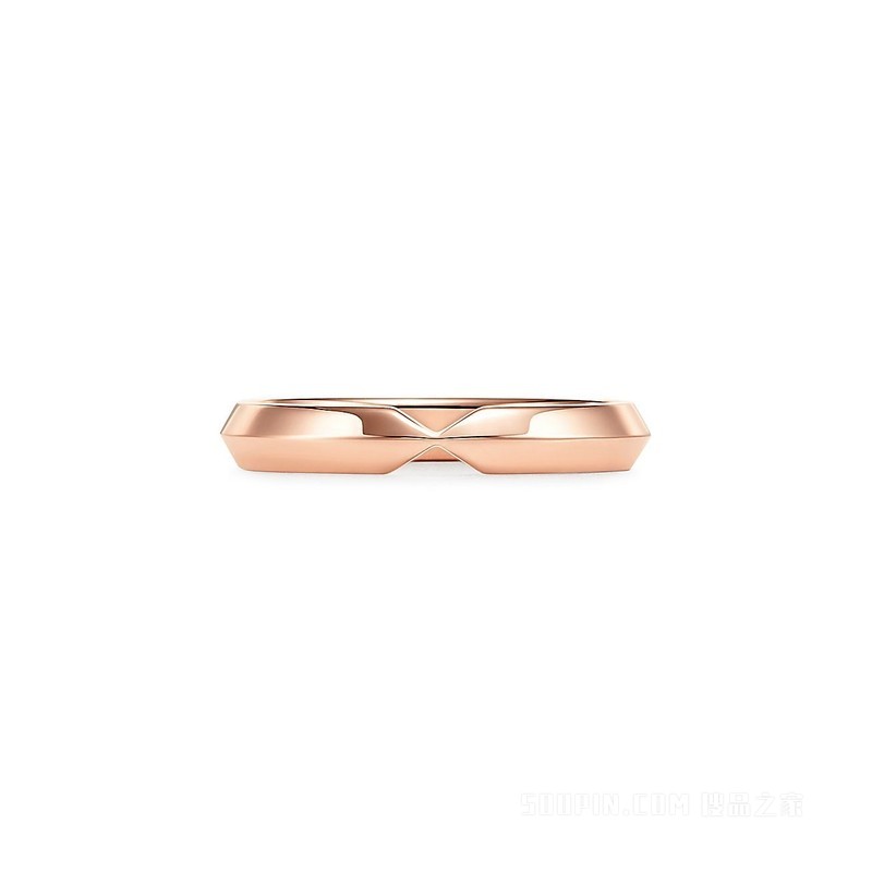 The Tiffany® Setting 系列 18K 玫瑰金嵌套窄式戒指，宽 3 毫米。