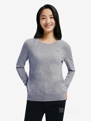 22新款秋冬女装羊毛羊绒混纺柔软不扎圆领针织毛衣36813