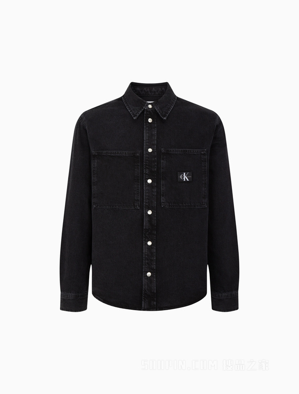Calvin Klein 23春季新款男士简约LOGO织布标纯棉宽松牛仔外套J322388