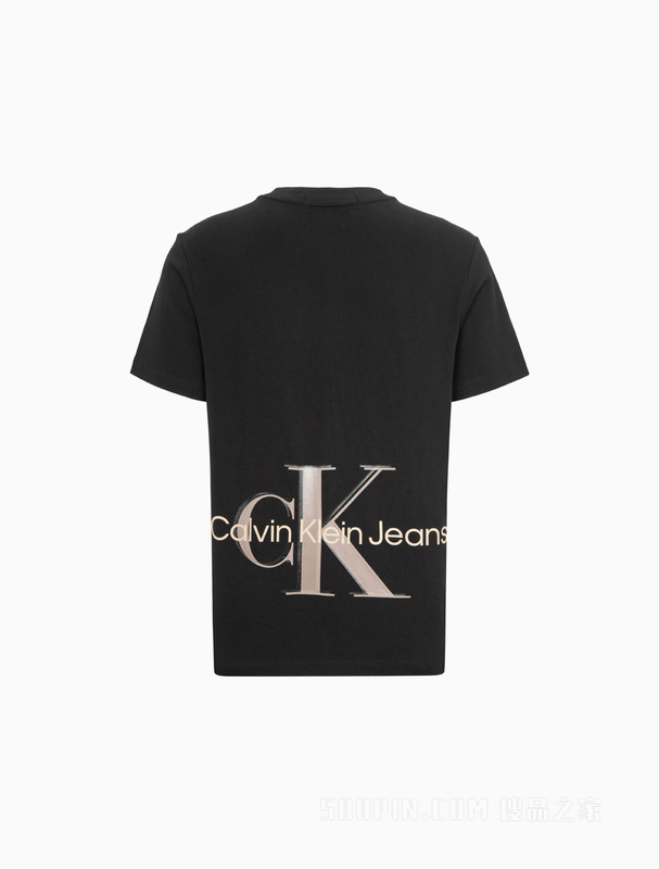 Calvin Klein 23春季新款男士休闲醒目交叠LOGO纯棉圆领短袖T恤J322757