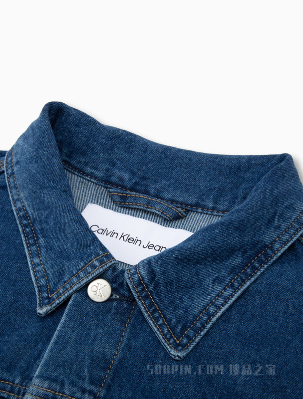 Calvin Klein 23春季新款男士简约LOGO布标多口袋纯棉牛仔外套J322995