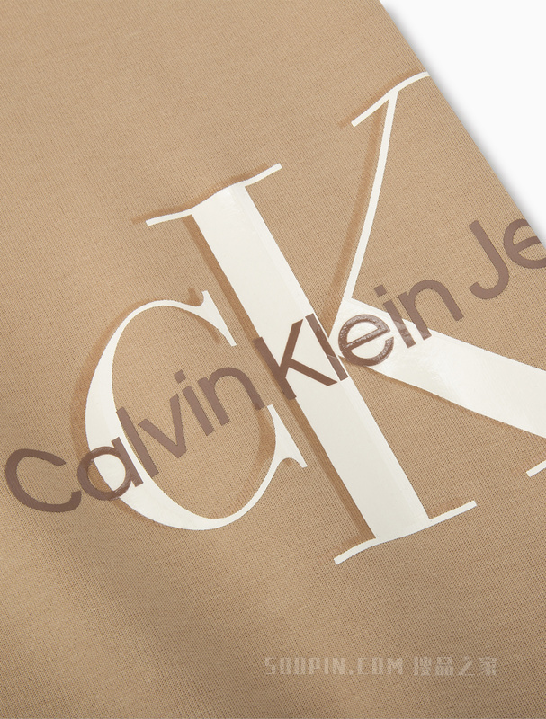 Calvin Klein 23春季新款男士简约内抽绳交叠印花束脚休闲卫裤J322750