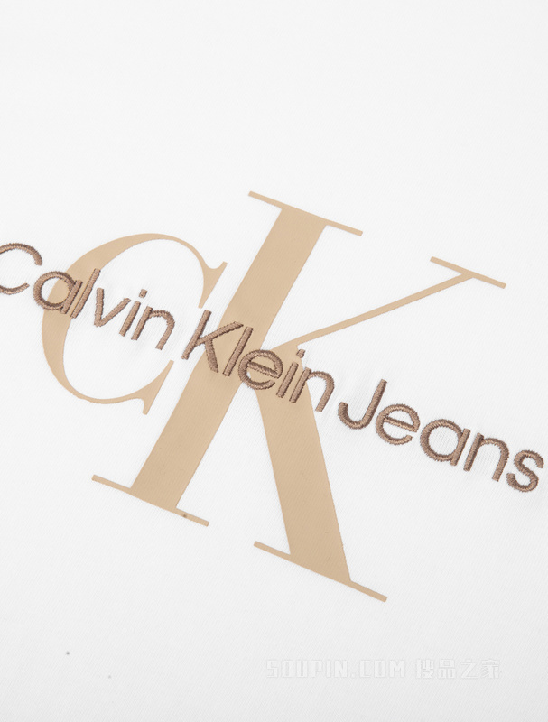 Calvin Klein 23春季新款男士简约休闲LOGO绣印纯棉透气短袖T恤J323378