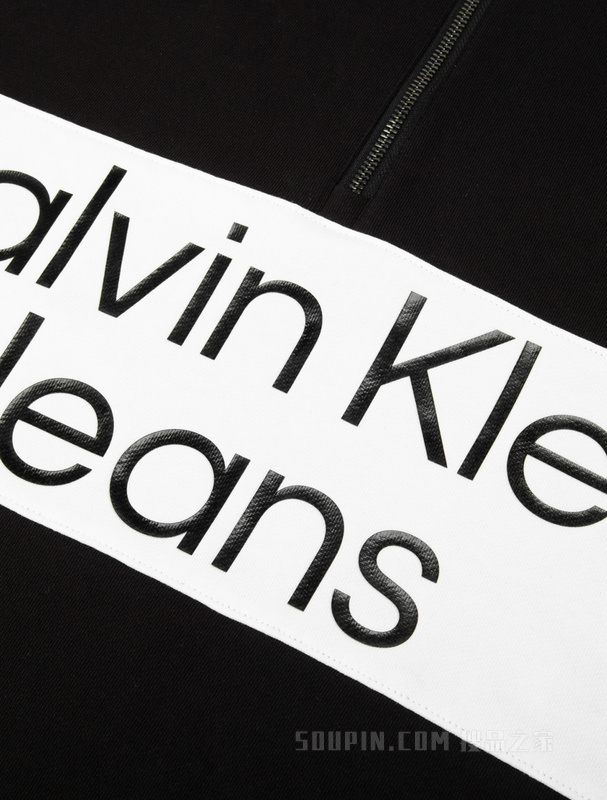 Calvin Klein 23春季男士时尚撞色LOGO纯棉半拉链宽松立领卫衣J323390