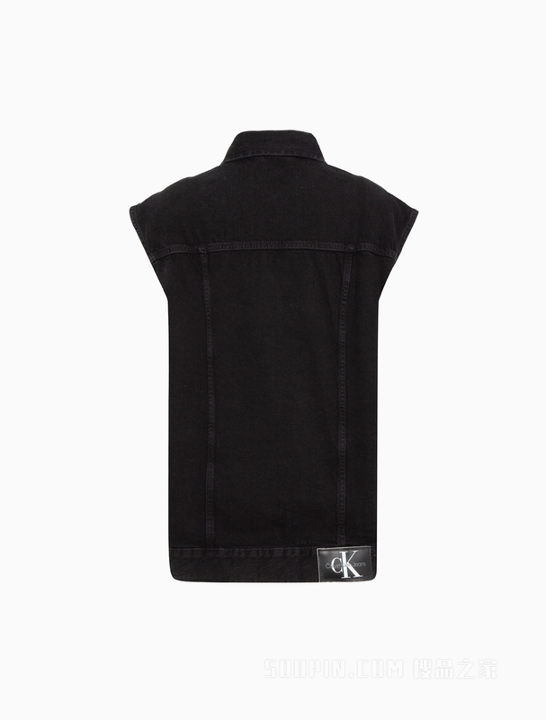 Calvin Klein 23春季女士时尚简约LOGO织布标纯棉牛仔背心外套J220233