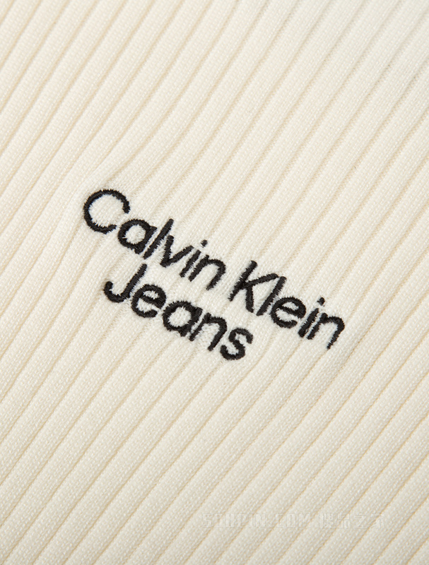 Calvin Klein 23春季新款女士休闲半高领撞色刺绣打底针织衫J220439