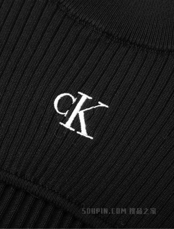 Calvin Klein 23春季女士性感时尚圆领短款镂空刺绣修身针织衫J220446