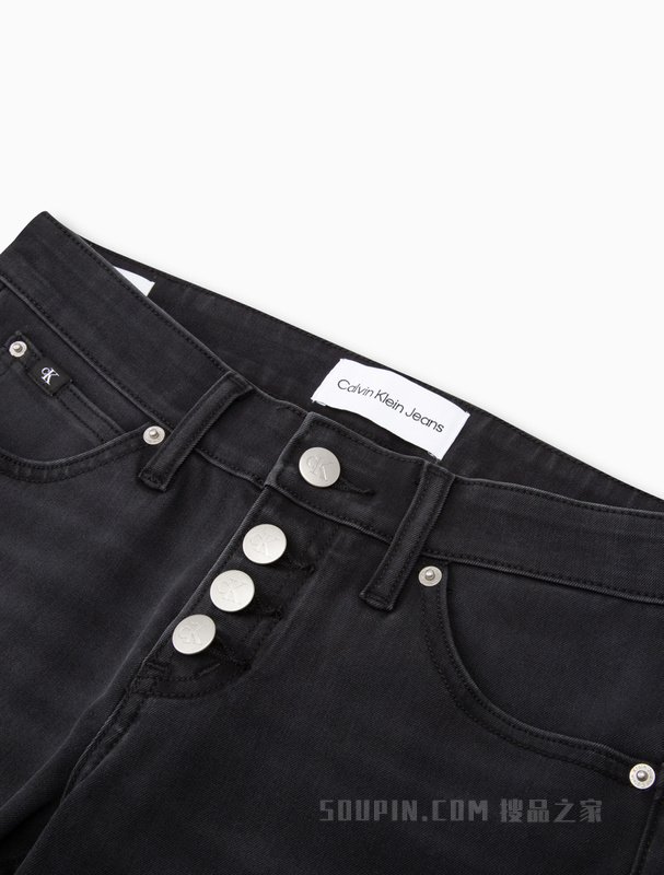 Calvin Klein 23春季新款女士时尚合体铆钉排扣拉丝水洗牛仔裤J220551