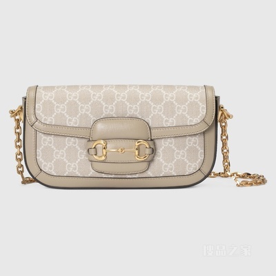 Gucci Horsebit 1955系列肩背包 米色和白色