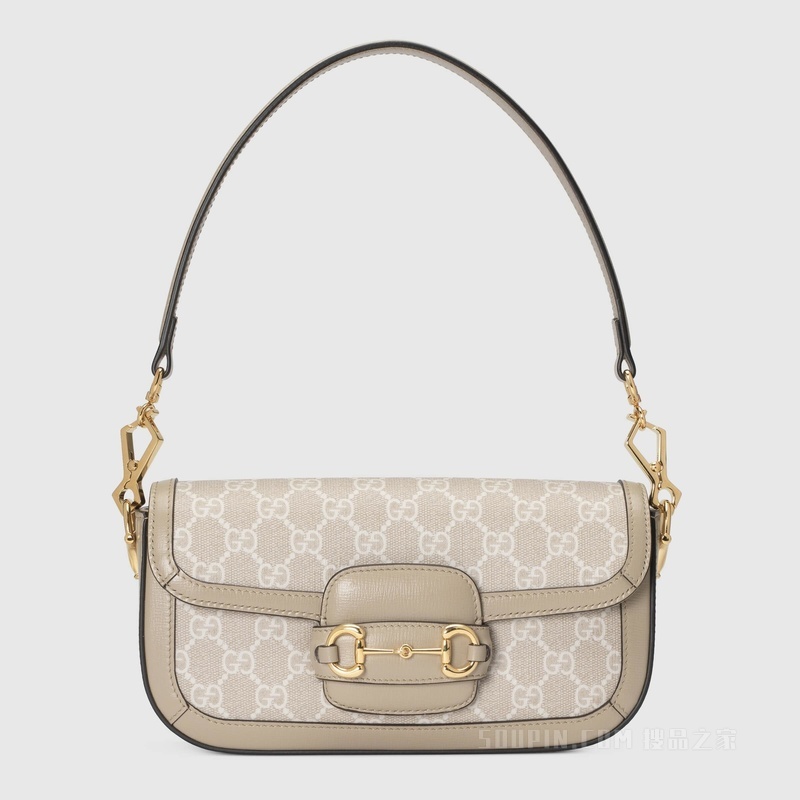 Gucci Horsebit 1955系列肩背包 米色和白色