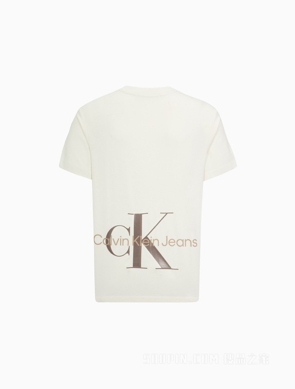 Calvin Klein 23春季新款男士休闲醒目交叠LOGO纯棉圆领短袖T恤J322757