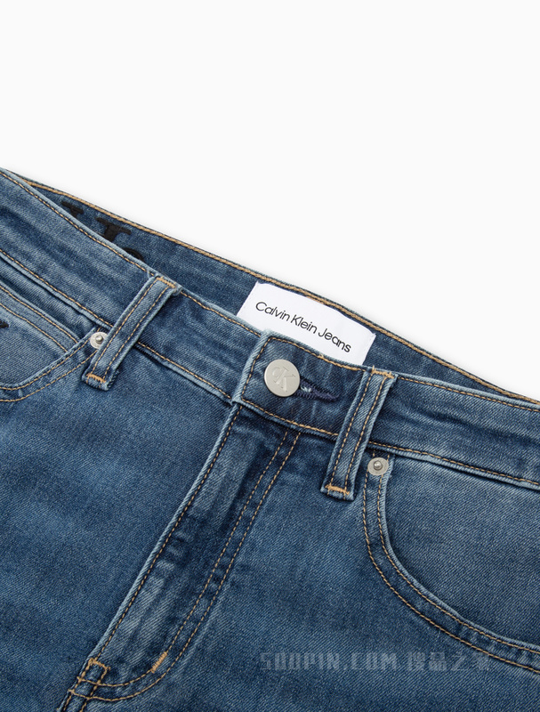 Calvin Klein 23春季女士时尚刺绣高腰紧身高弹力水洗牛仔裤J220802