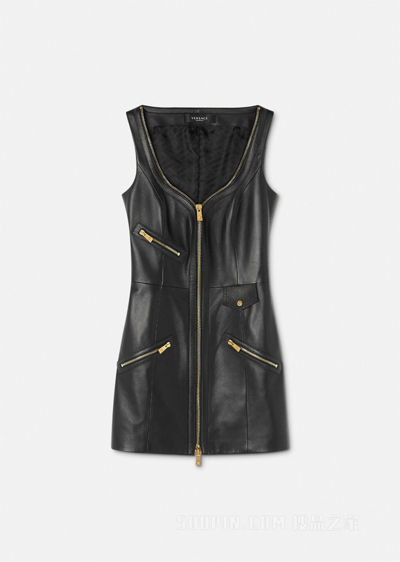 骑手皮革迷你连衣裙