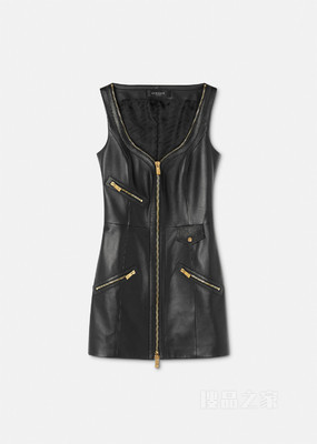 骑手皮革迷你连衣裙