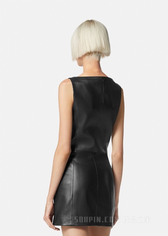 骑手皮革迷你连衣裙