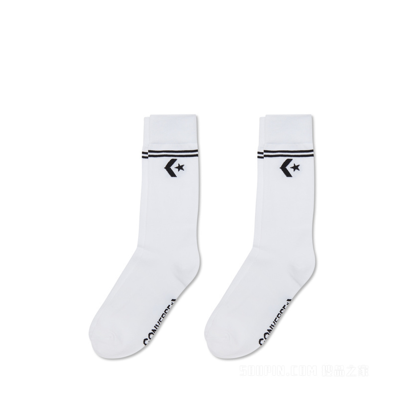 【男女同款】男女星箭条纹运动袜中筒袜 中性 白色