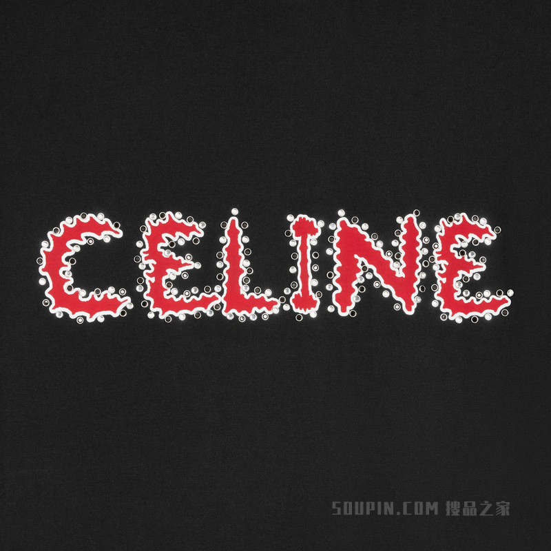 棉质平纹针织水钻宽松T恤 24630