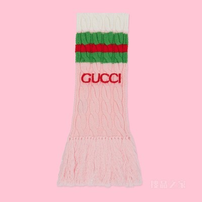 adidas x Gucci联名系列针织羊毛围巾 粉色和蓝色