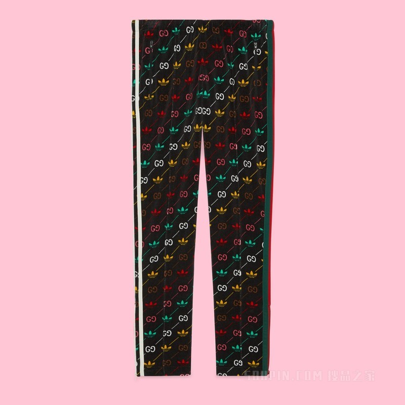 adidas x Gucci联名系列GG运动长裤 黑色和黄色