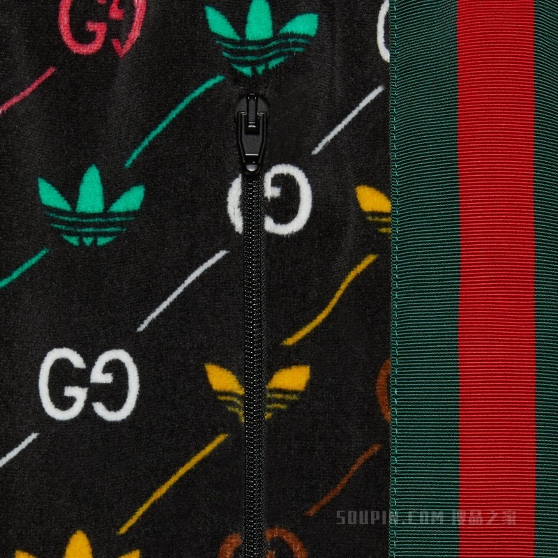 adidas x Gucci联名系列GG运动长裤 黑色和黄色