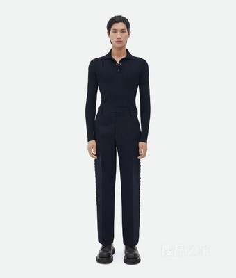 棉质帆布系带长裤