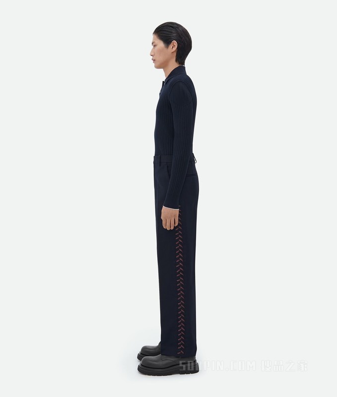 棉质帆布系带长裤