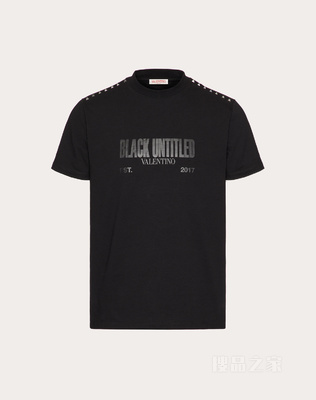 BLACK UNTITLED印花和铆钉棉质T恤