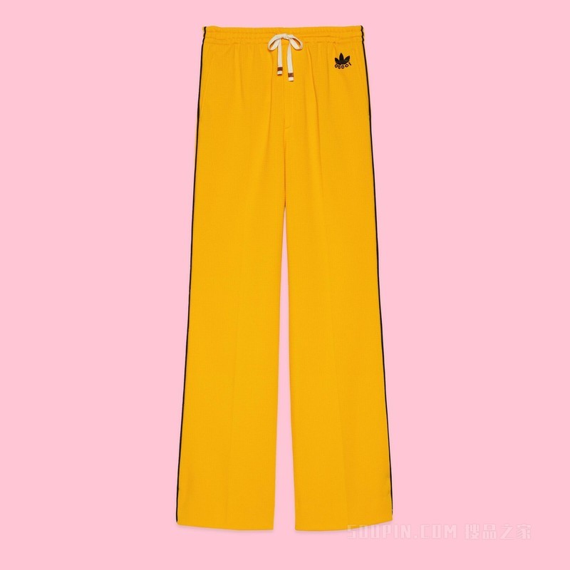 adidas x Gucci联名系列格子针织长裤 深黄色