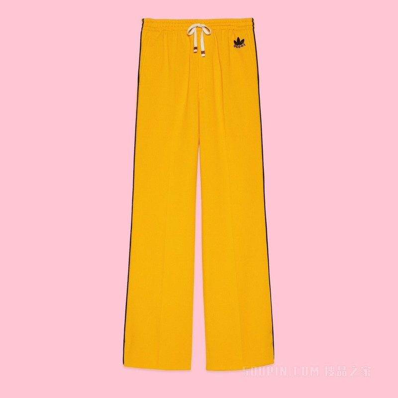 adidas x Gucci联名系列格子针织长裤 深黄色