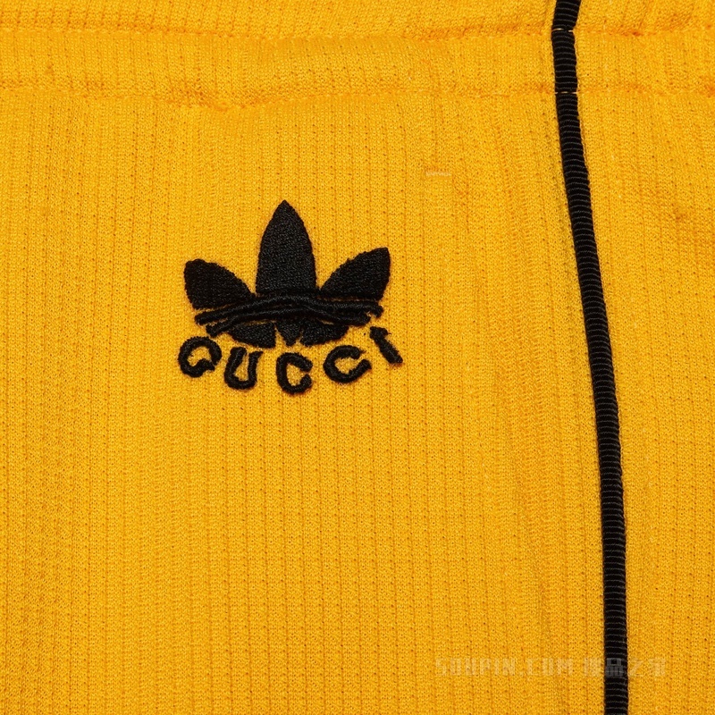 adidas x Gucci联名系列格子针织长裤 深黄色