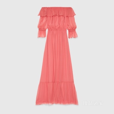 真丝雪纺连衣裙 粉色