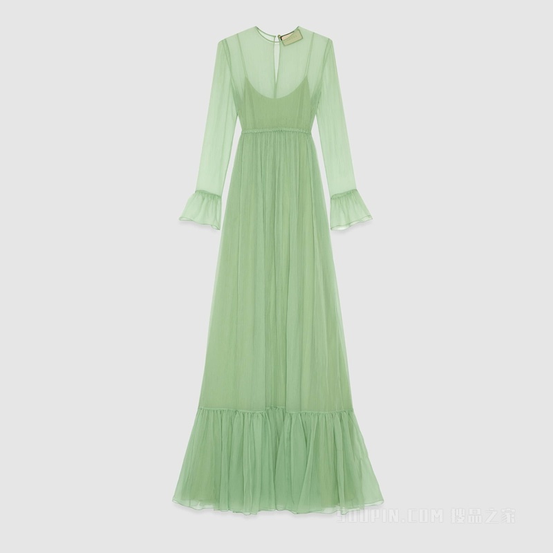 真丝雪纺连衣裙 绿色