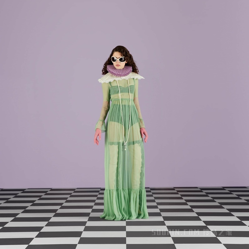 真丝雪纺连衣裙 绿色